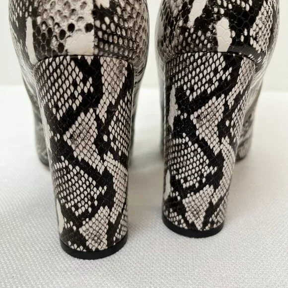 WetKiss PU Faux Snakeskin Pointed Toe Chunky Heel Side Zip Knee High Boot 9.5 - Picture 11 of 12